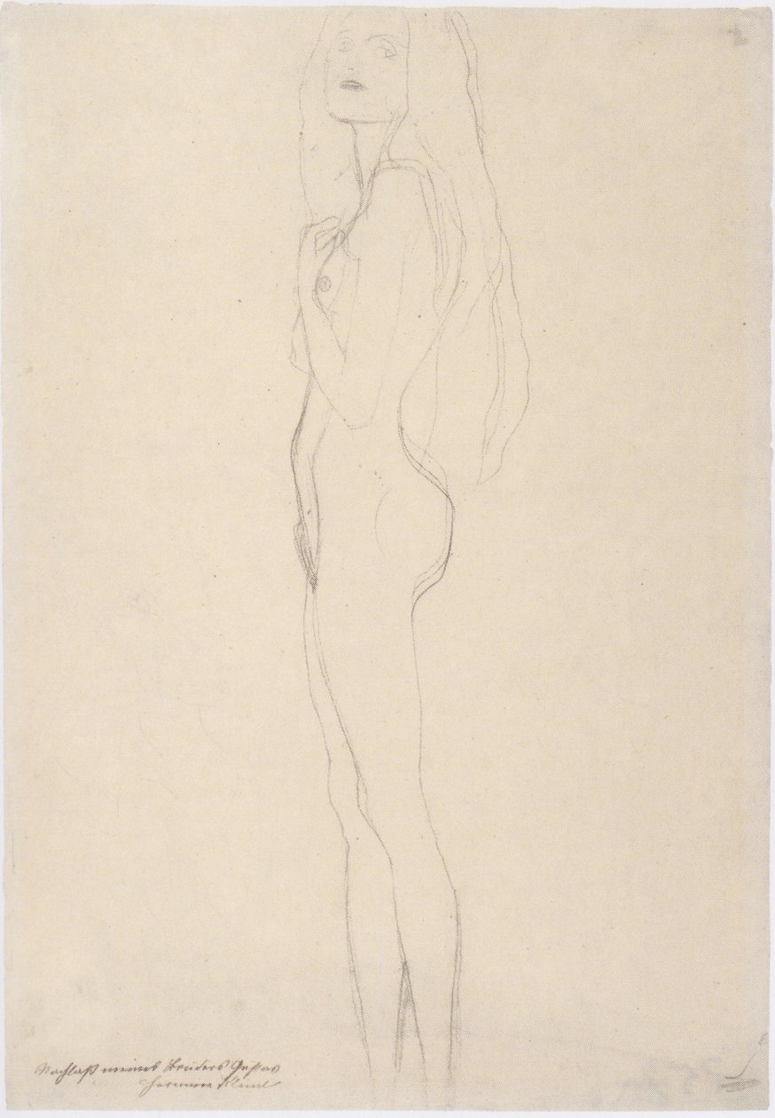 Jeune fille debout nue vers la gauche - Gustav Klimt