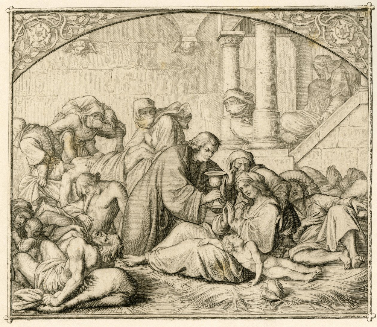Luther avec des malades de la peste à Wittenberg - Gustav Ferdinand Leopold Konig