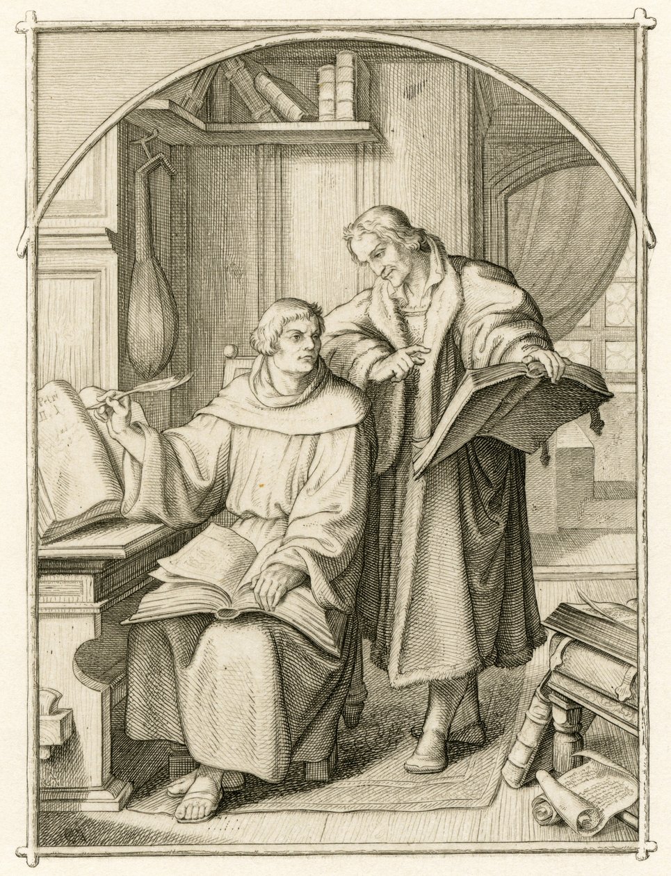 Martin Luther et Philipp Melanchthon - Gustav Ferdinand Leopold Konig