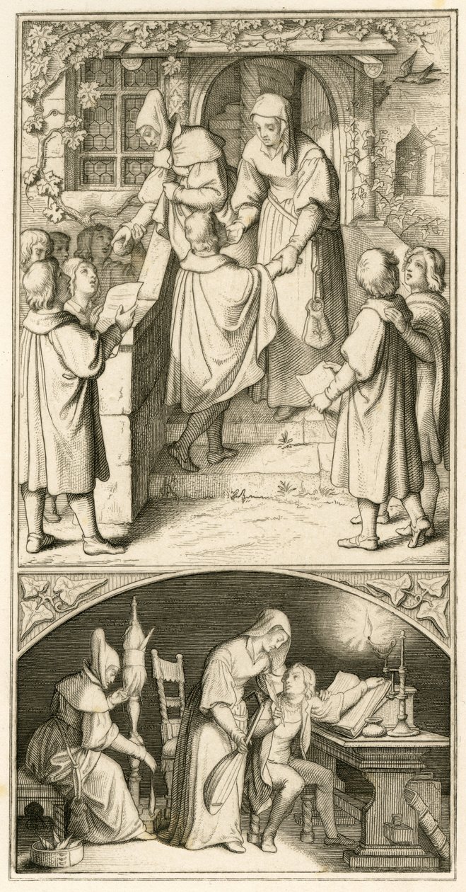 Martin Luther en écolier, il chante devant la porte d
