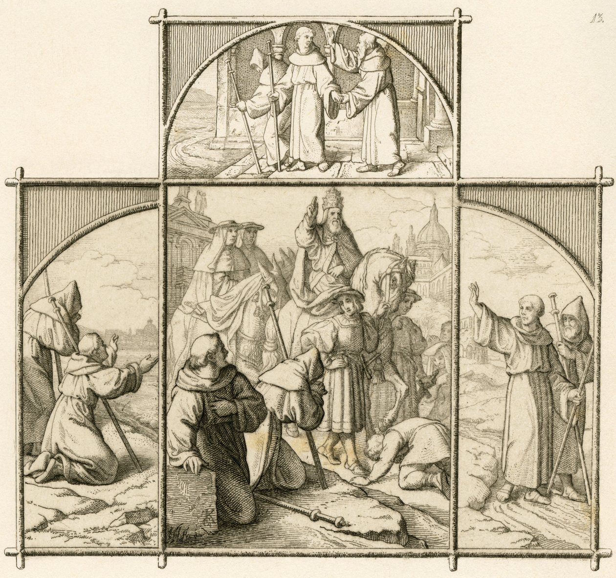 Le voyage de Martin Luther à Rome en 1510. Il était heureux de voir Rome mais horrifié par la magnificence et la dépravation - Gustav Ferdinand Leopold Konig