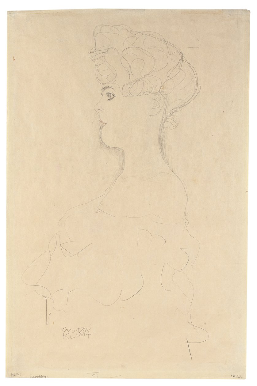 Portrait en profil de buste de gauche, c.1904-05 - Gustav Klimt
