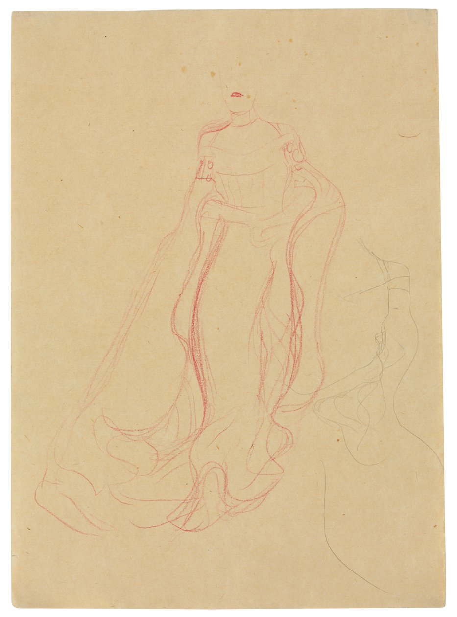 Étude de costume avec les mains jointes, répétition du côté droit, vers 1903-04 - Gustav Klimt