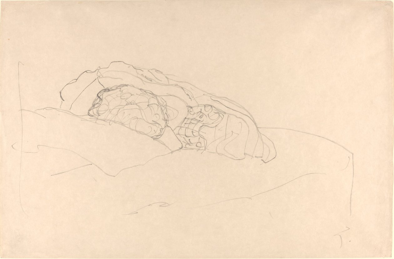 Fille recroquevillée sur un lit - Gustav Klimt