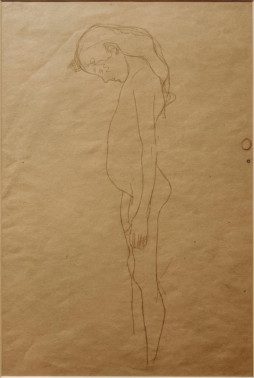 Nu de jeune fille avec tête baissée vers la gauche - Gustav Klimt
