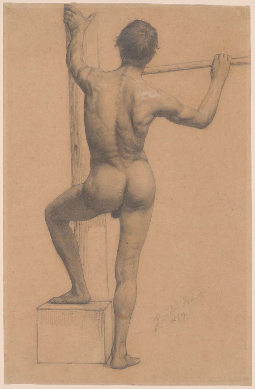 Nu masculin, le pied gauche posé sur un socle - Gustav Klimt