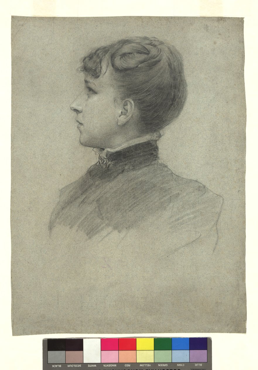 Portrait de Hermine, la sœur de Gustav Klimt, de profil vers la gauche - Gustav Klimt