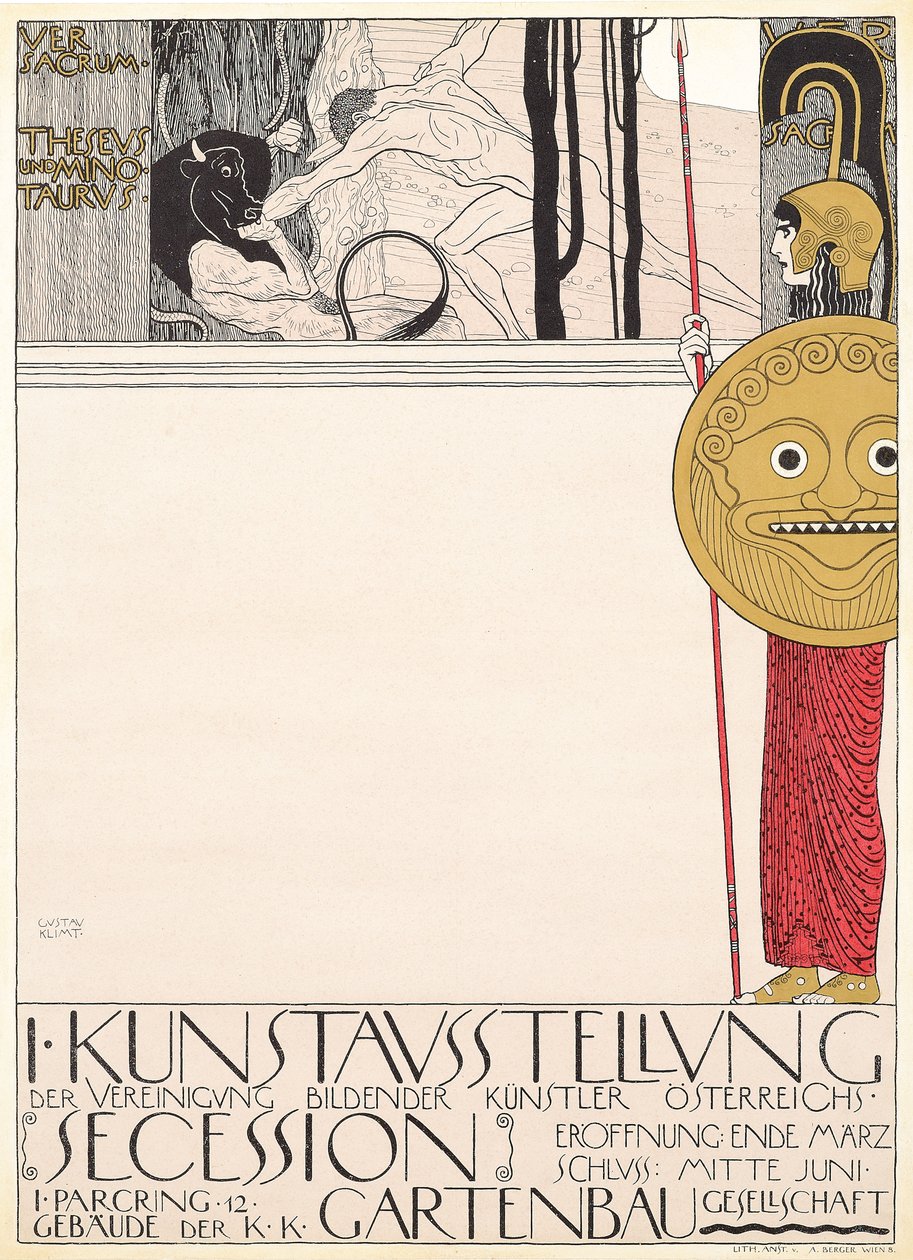 Affiche pour la Première Exposition Sécessionniste à Vienne en 1898 - Gustav Klimt