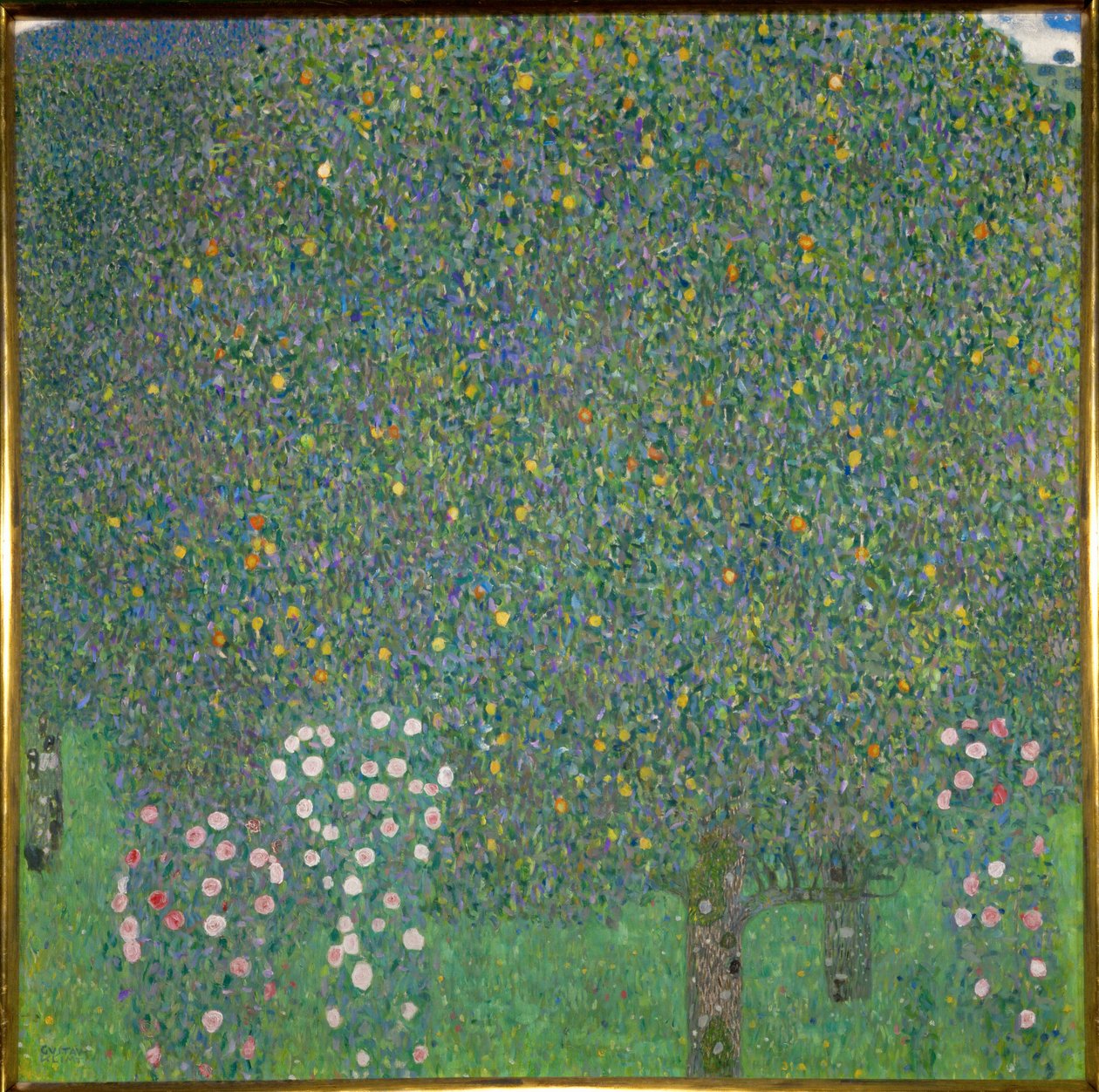 Roses sous les arbres. 1918 (peinture sur toile) - Gustav Klimt