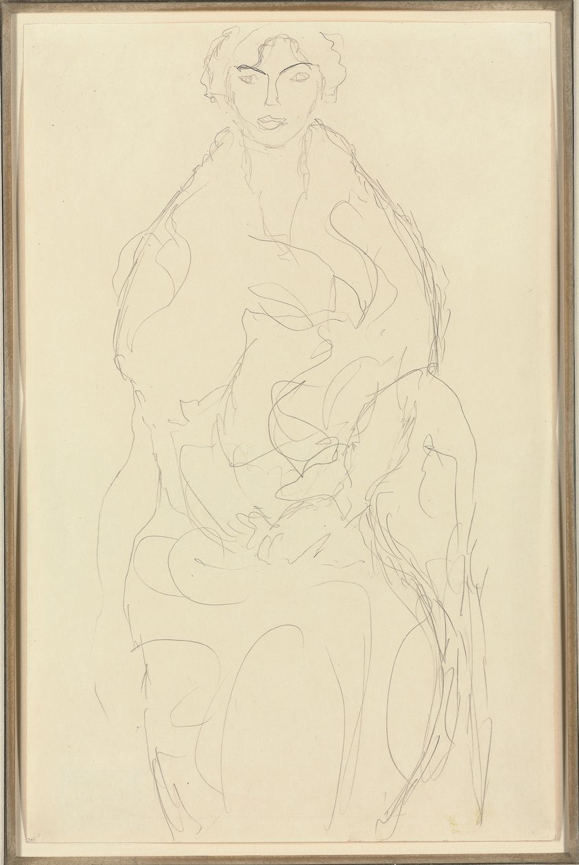 Femme assise de face, vers 1917-18 - Gustav Klimt