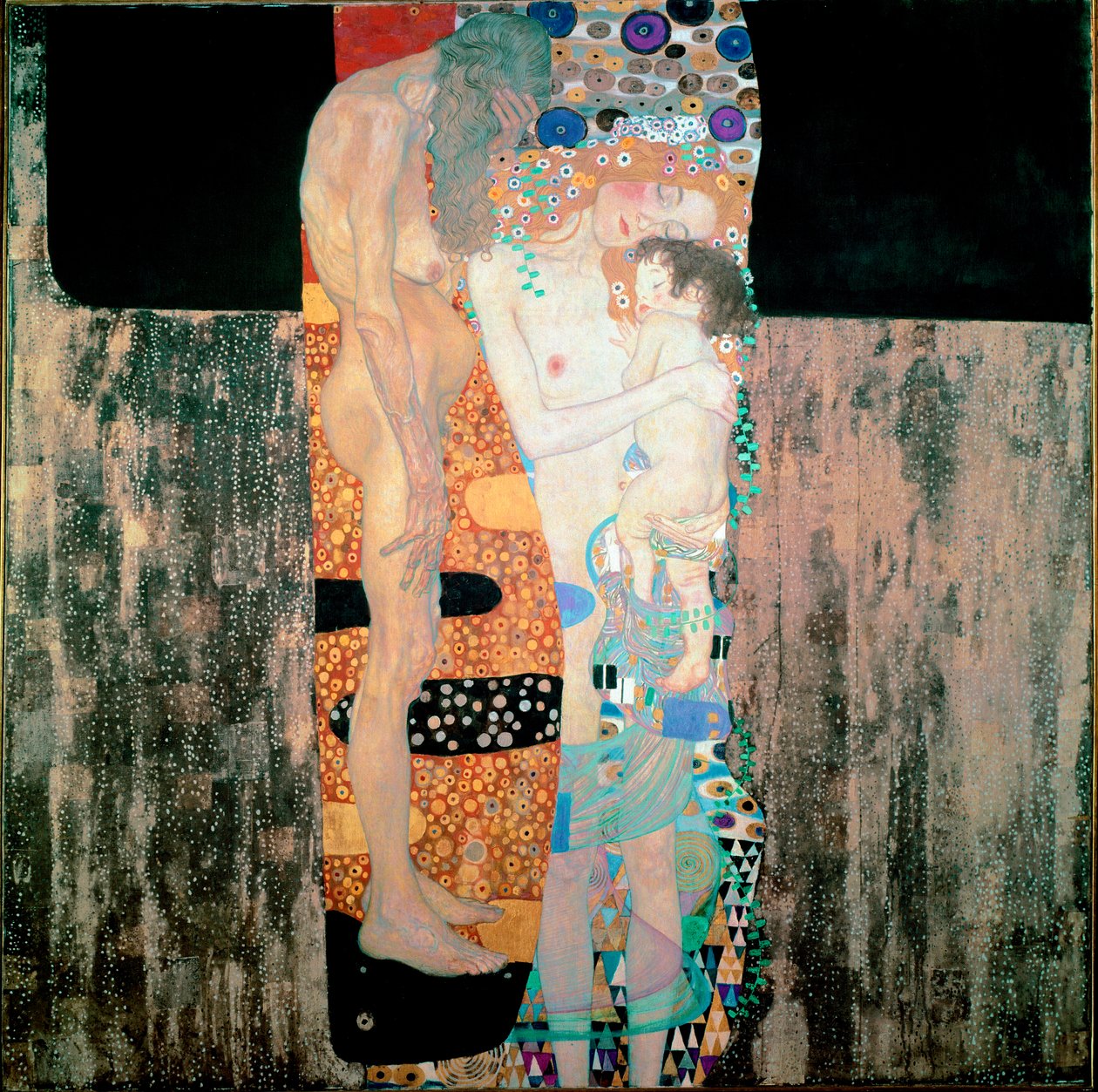 Les trois âges de la femme. Peinture de Gustav Klimt, 1905. Rome, Galleria Nazionale d