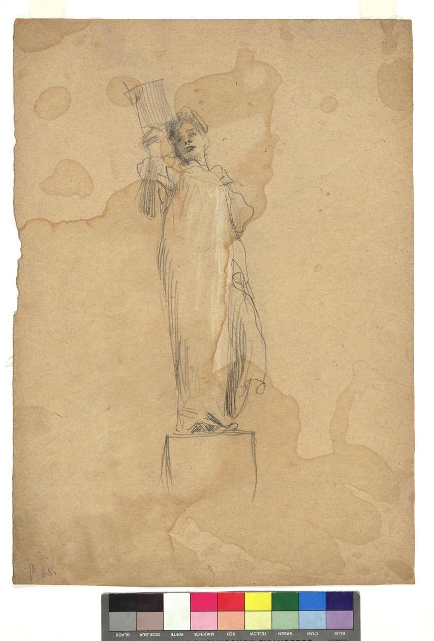 Weibliche Figur auf einem Sockel - Gustav Klimt