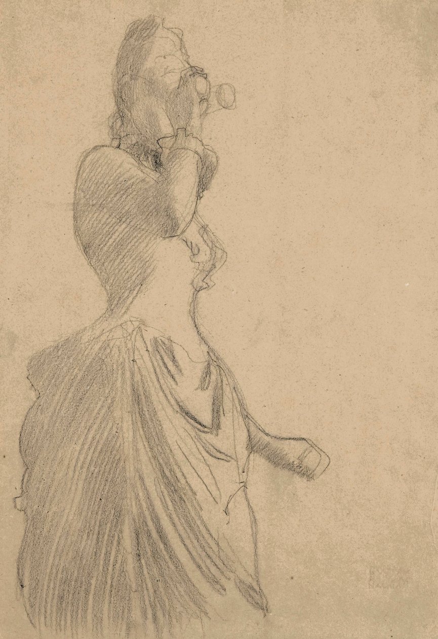 Femme avec des jumelles, vers 1888 - Gustav Klimt