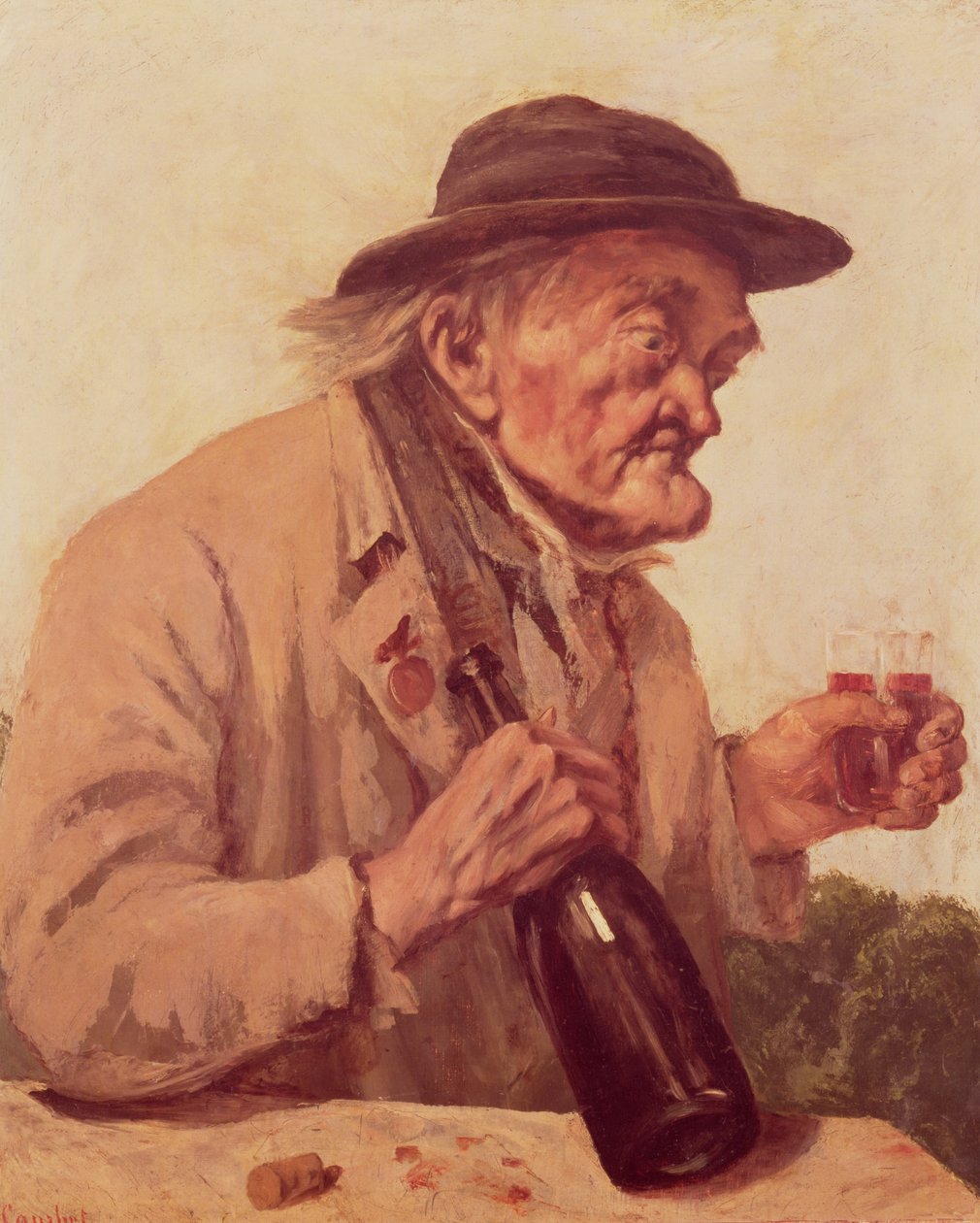 Vieil homme avec un verre de vin - Gustave Courbet