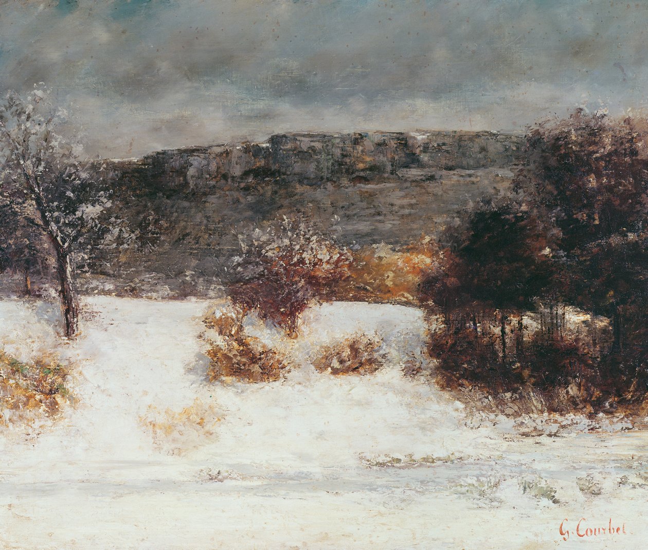 Paysage enneigé (Vallée de la Loue), c.1876 - Gustave Courbet