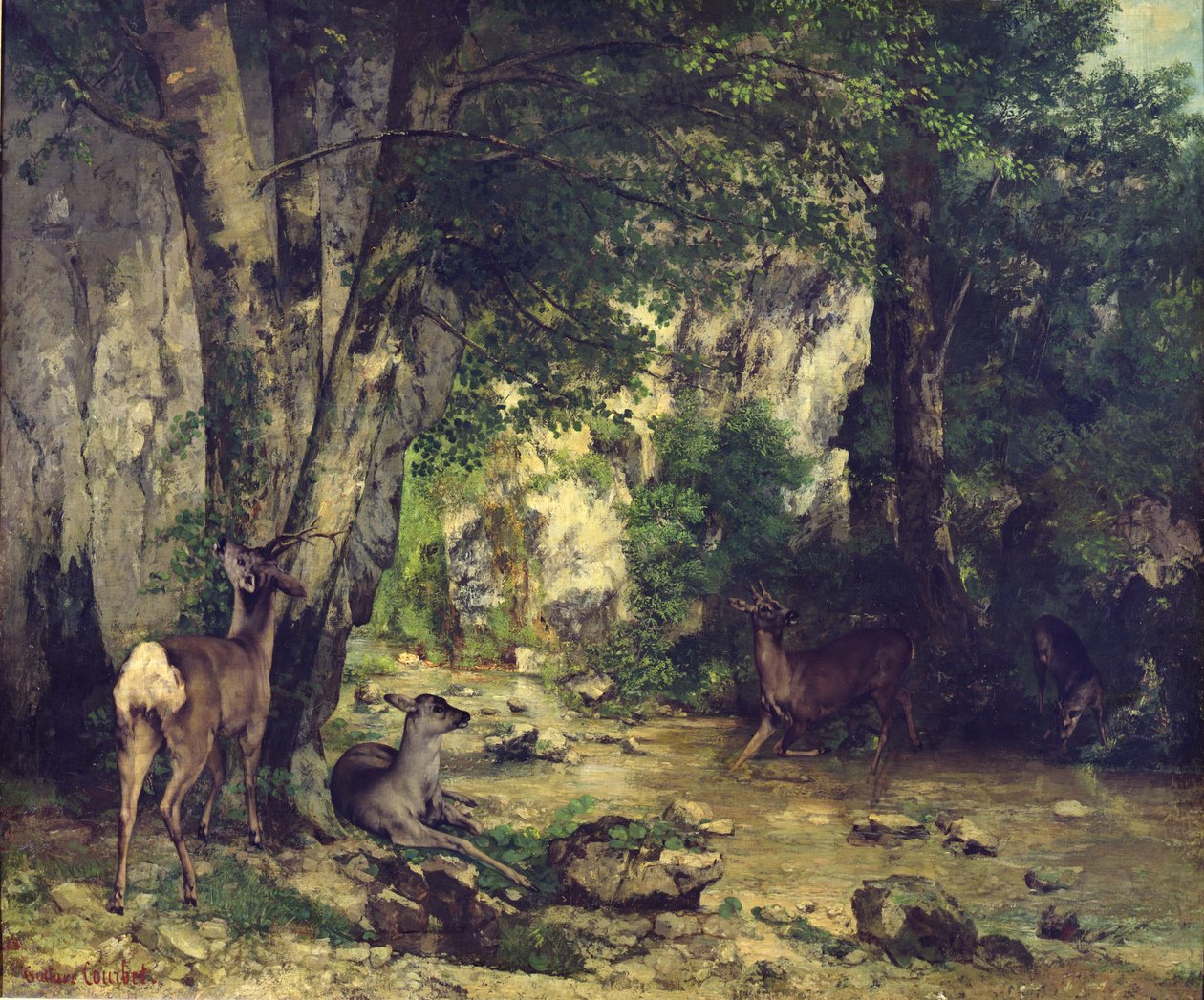 Le retour des cerfs au ruisseau à Plaisir-Fontaine, 1866 - Gustave Courbet