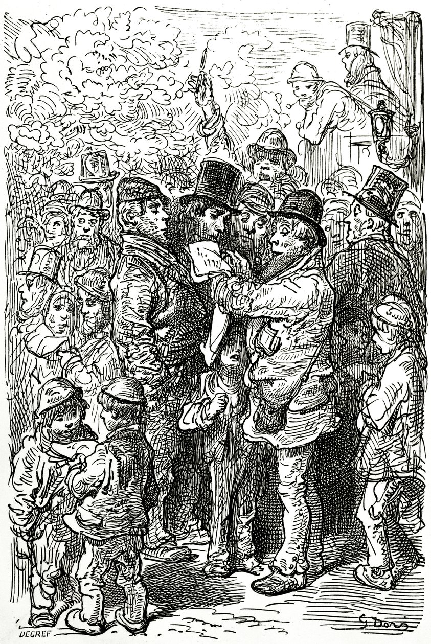 Pari sur un match de boxe en dehors du ring à Londres, 1872 - Gustave Dore