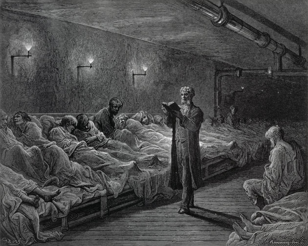 Lecteur de la Bible dans un refuge de nuit, de 