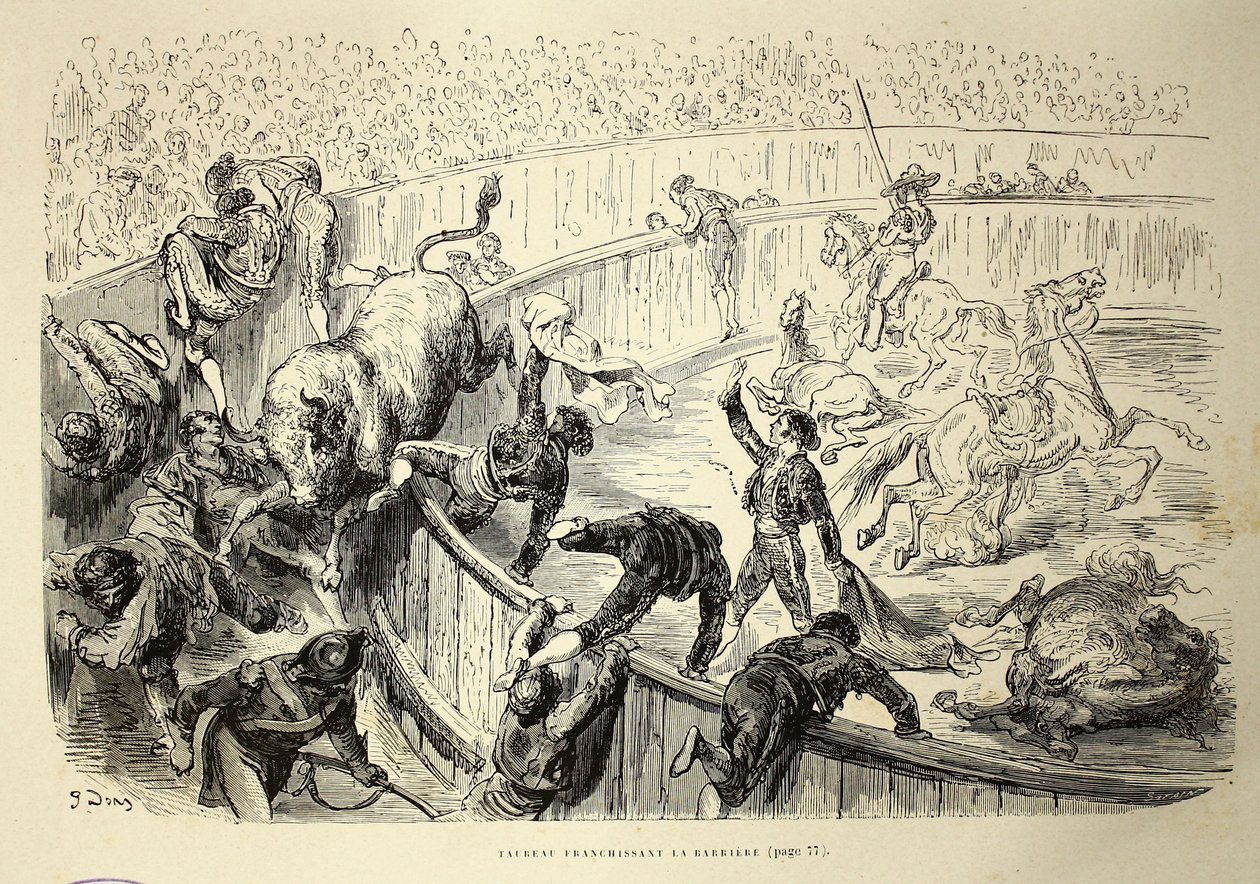 Taureau franchissant la barrière - Gustave Dore