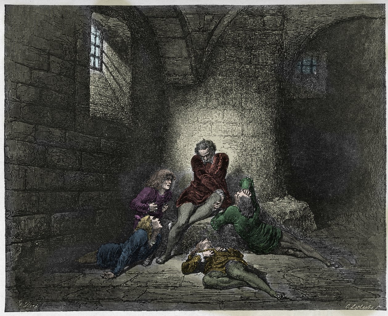 Inferno, Chant 33 : Ugolino et ses fils enfermés et affamés, illustration de La Divine Comédie de Dante Alighieri, 1885 - Gustave after Dore