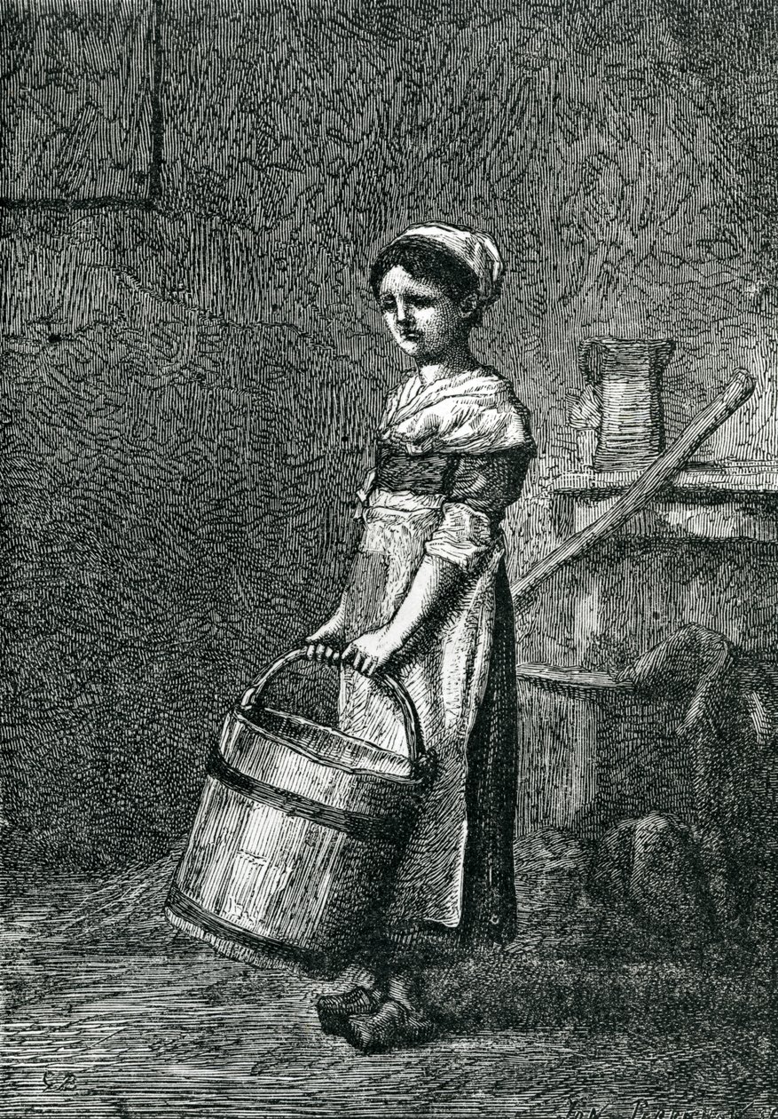 Cosette portant un seau, illustration de 