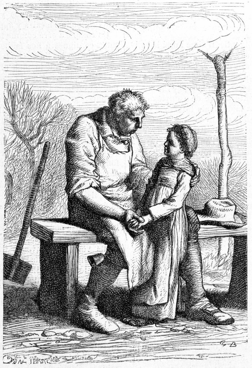 Cosette et Jean Valjean - dans "Les Misérables" par Victor Hugo, ill. par Brion, éd. Hetzel et Lacroix - Gustave Brion