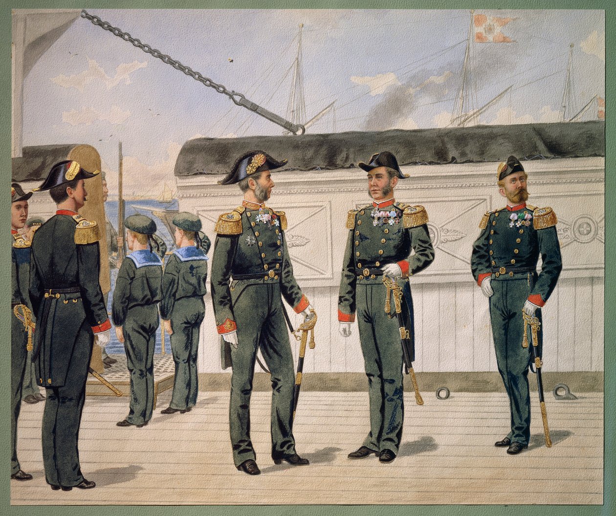 Officiers de la marine danoise en uniforme de cérémonie - Gustave Brock