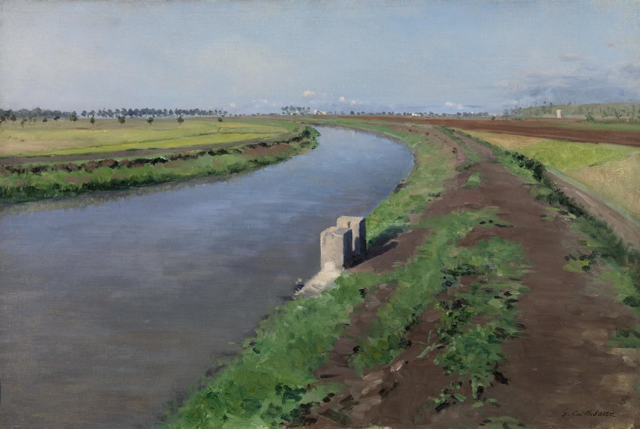 French :  Bord de canal, près de Naples Banks of a Canal, near Naples - Gustave Caillebotte