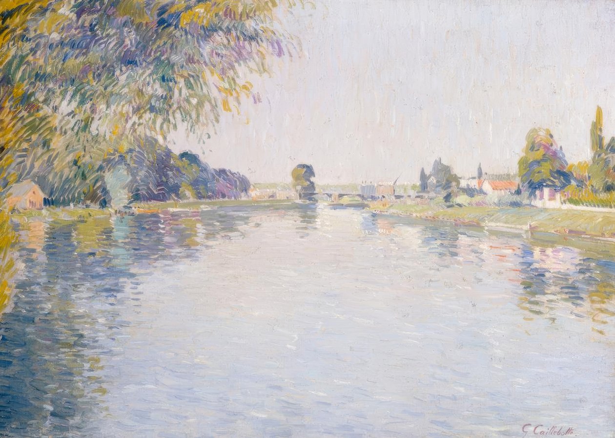 Vue de la Seine et de la rive d’Argenteuil, vers le pont - Gustave Caillebotte