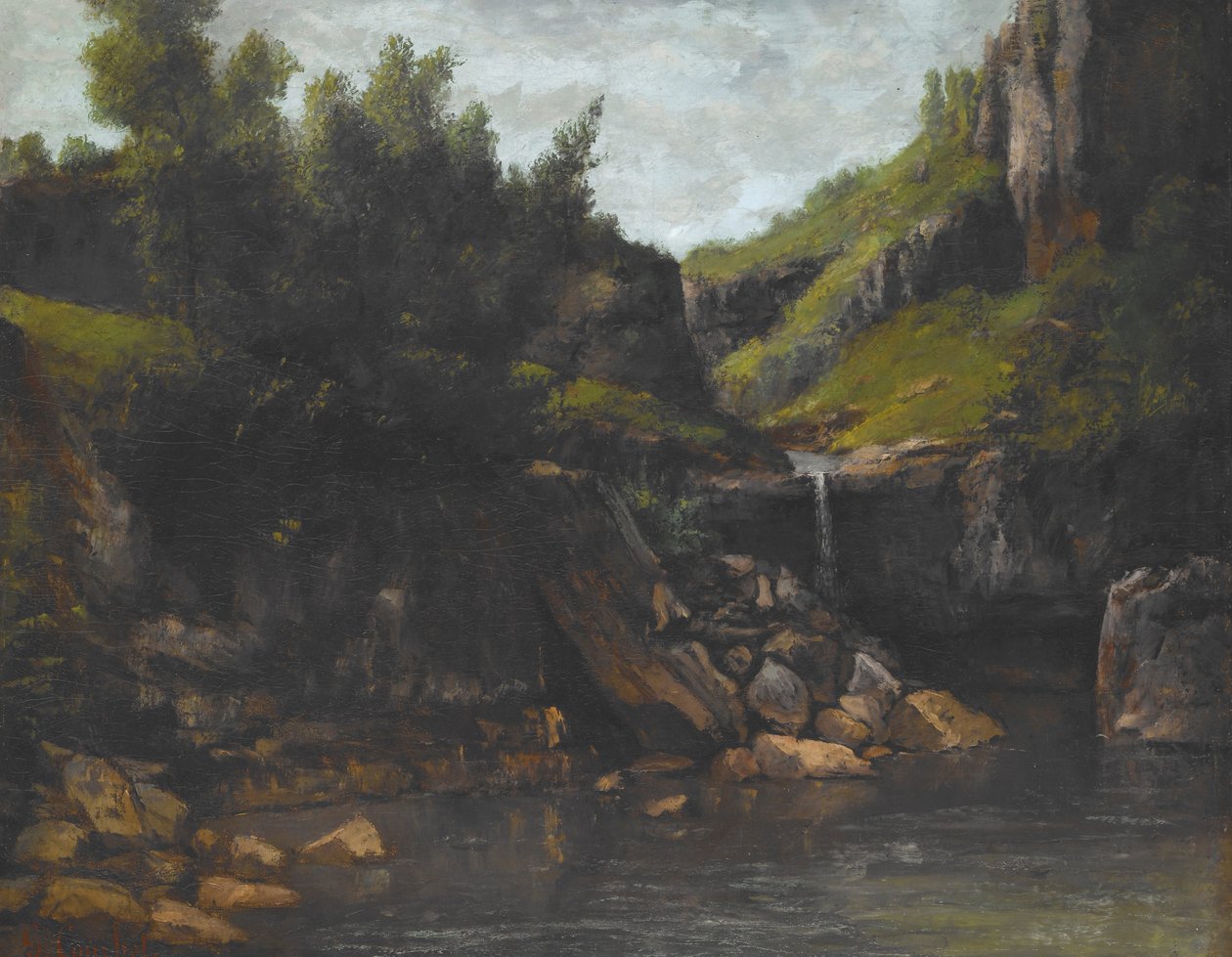 Cascade dans un paysage rocheux - Gustave Courbet