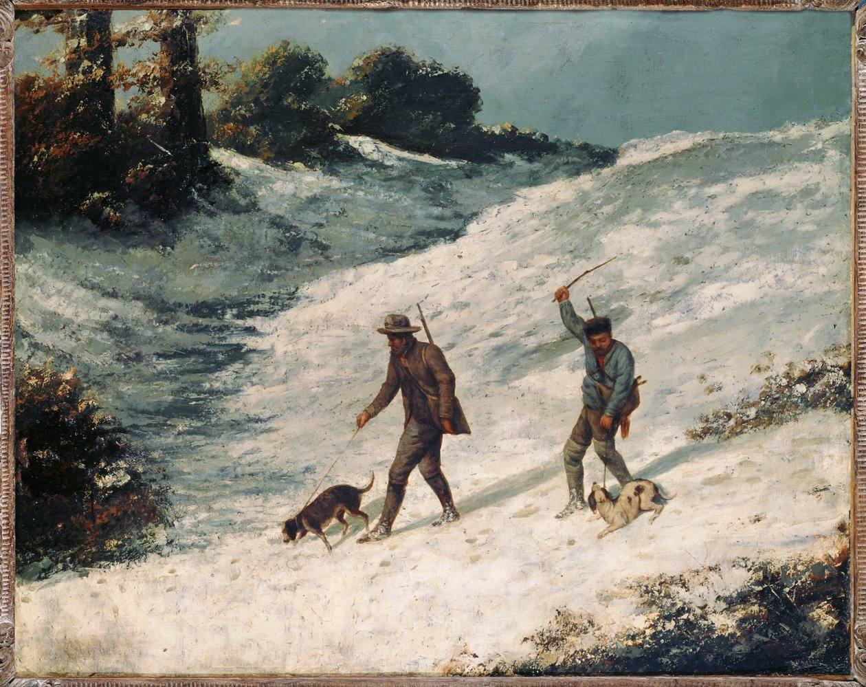 Braconniers dans la neige (peinture sur toile) - Gustave Courbet