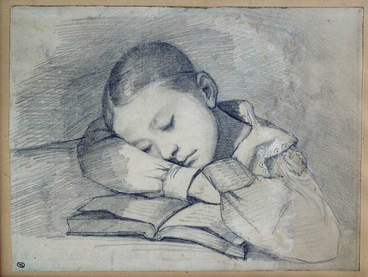Portrait de Juliette Courbet endormie. Dessin à la mine de plomb par Gustave Courbet (1819-1877). 1841. Dim. 0.20 x 0.26. Paris, Musée d