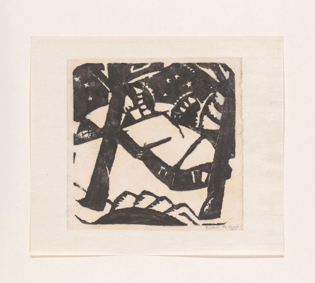 Arbres et toits enneigés - Gustave De Smet (signed by artist)