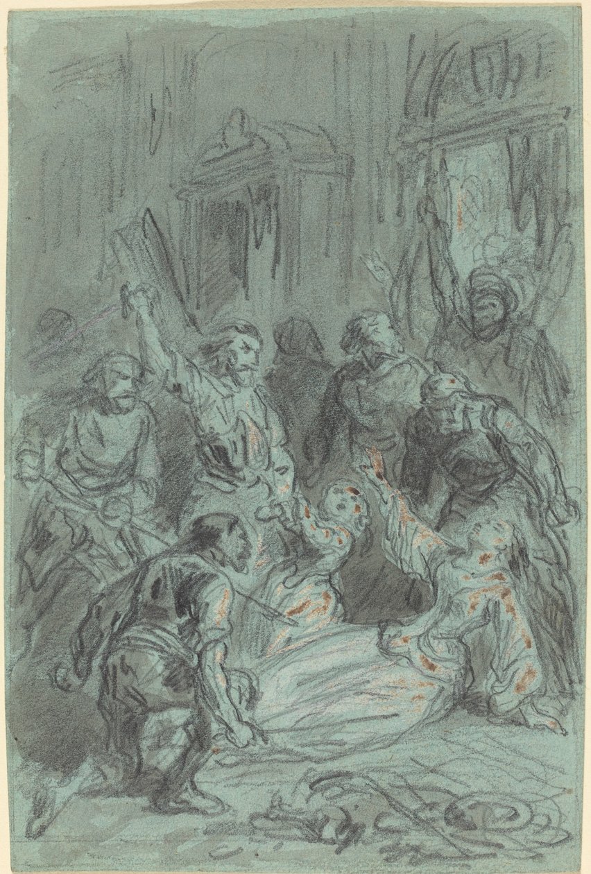 Une scène dramatique avec une femme évanouie - Gustave Dore