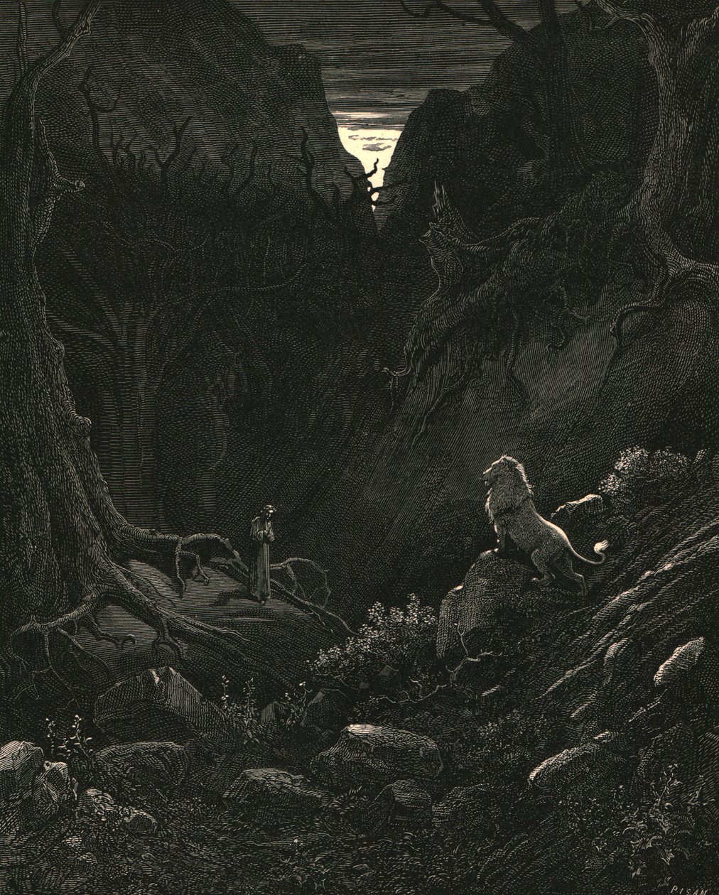 Un lion est venu, contre moi comme il apparaissait - Gustave Dore