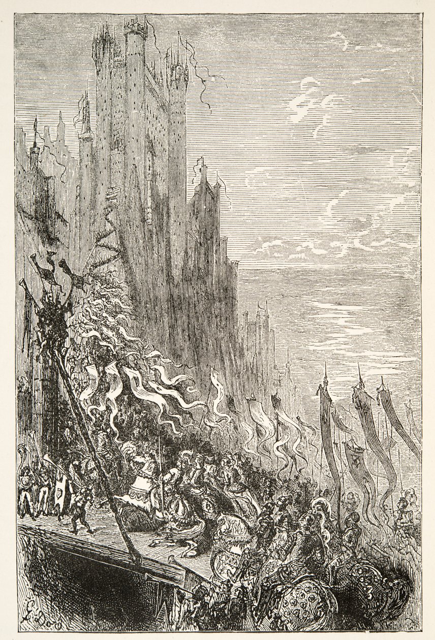 À la Ville de la Comtesse de la Fontaine, des Histoires des Jours du Roi Arthur par Charles Henry Hanson, pub.1898 - Gustave Dore