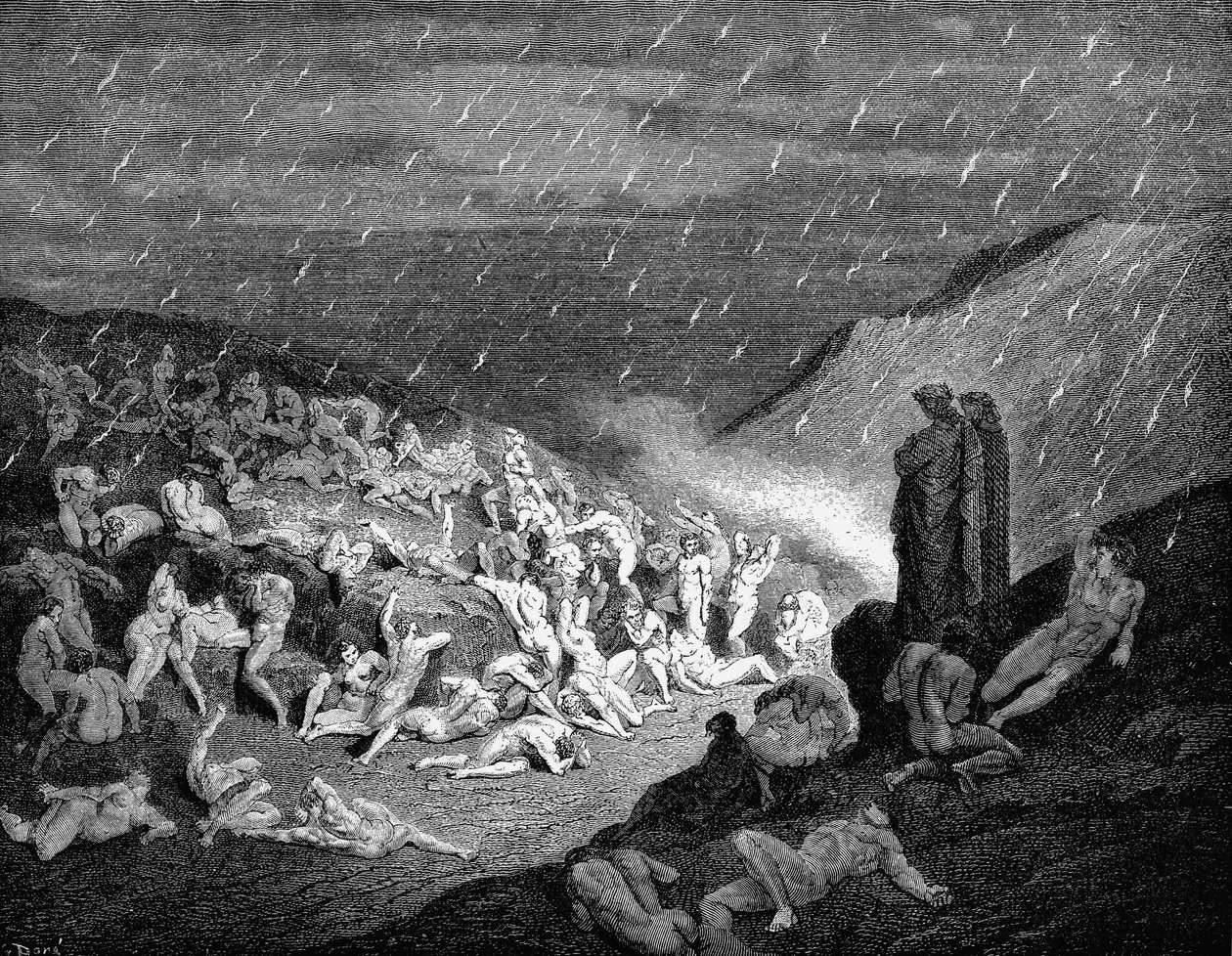 Dante et Virgile regardant les âmes en tourment dans l