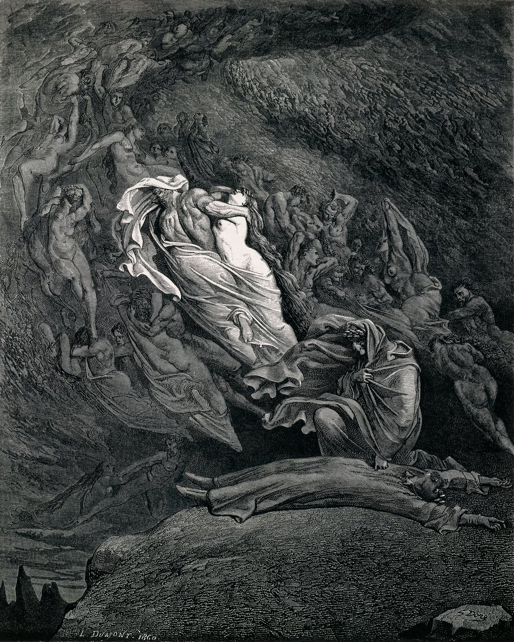 Dante et Virgile avec Paolo et Francesca, Illustration de l
