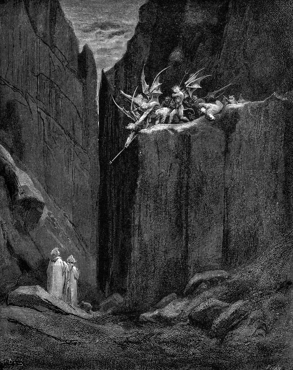 Dante protégé par Virgile contre les démons - Gustave Dore