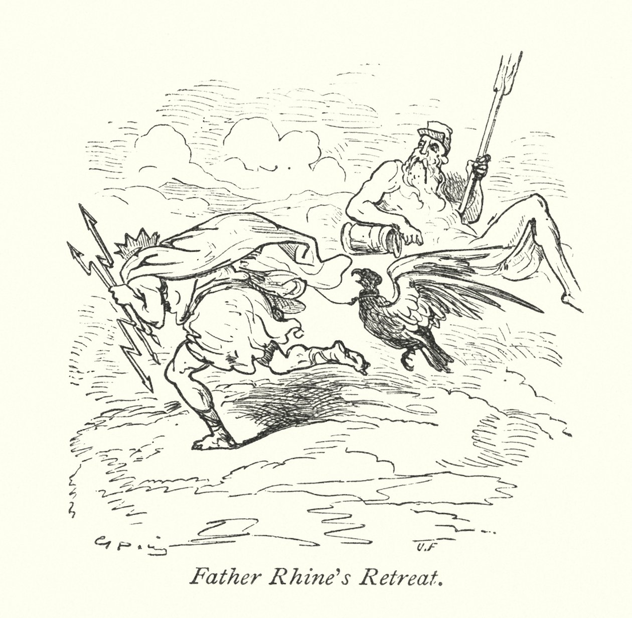 La retraite du père Rhin (gravure) - Gustave Dore