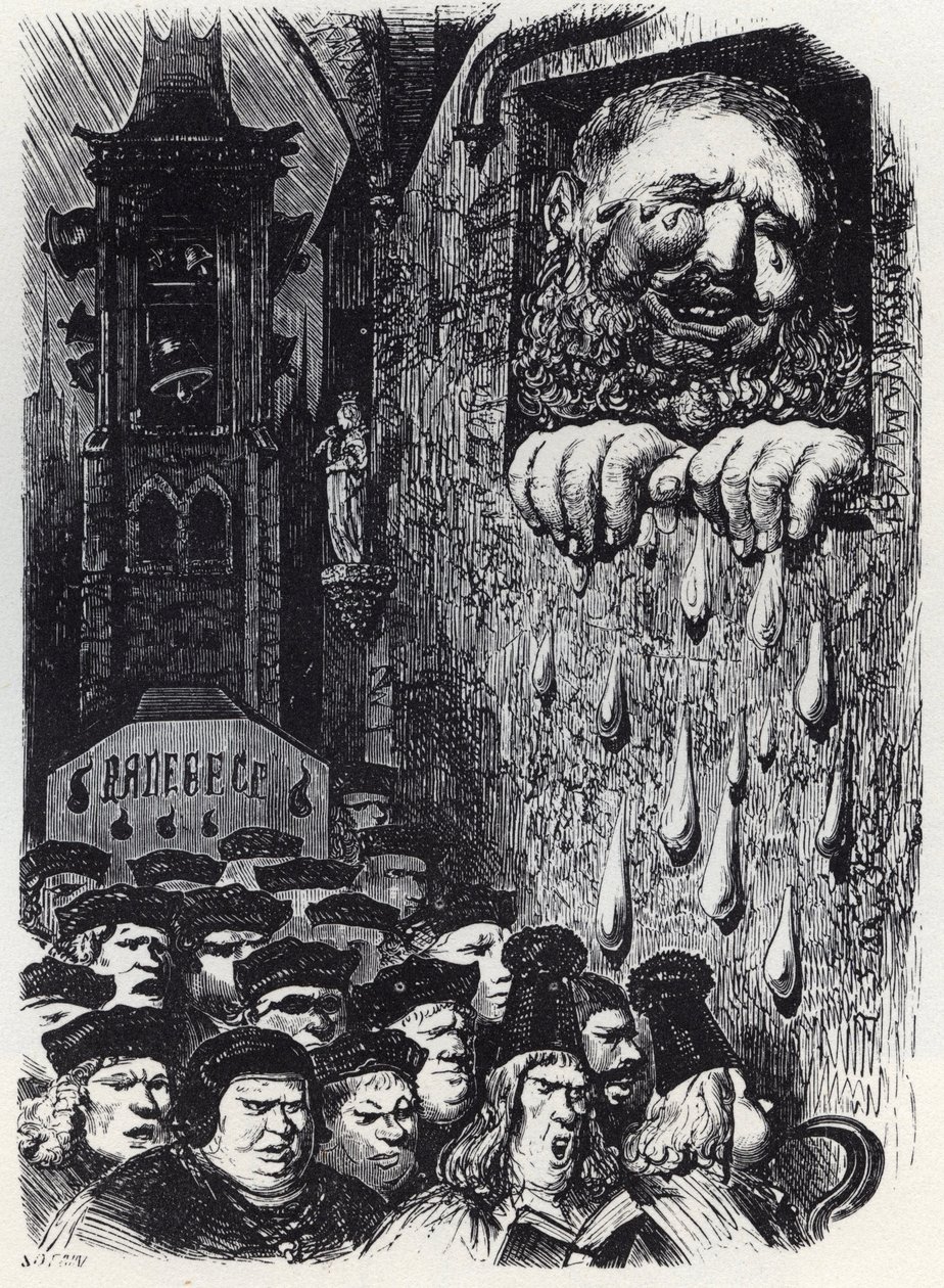 Gargantua pleurant la mort de sa femme - illustration de 