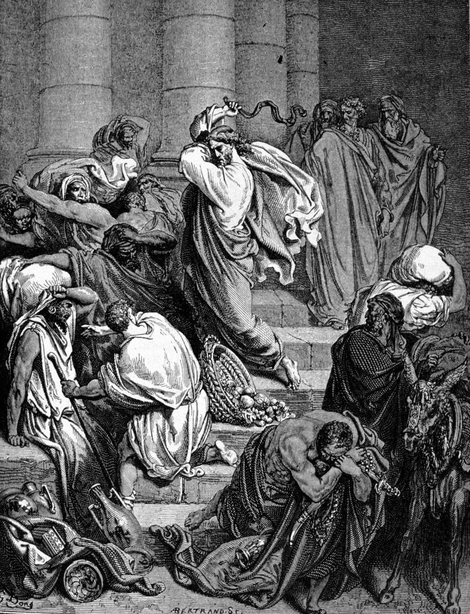 Jésus-Christ chasse les marchands du Temple. Illustration de Gustave Doré. - Gustave Dore