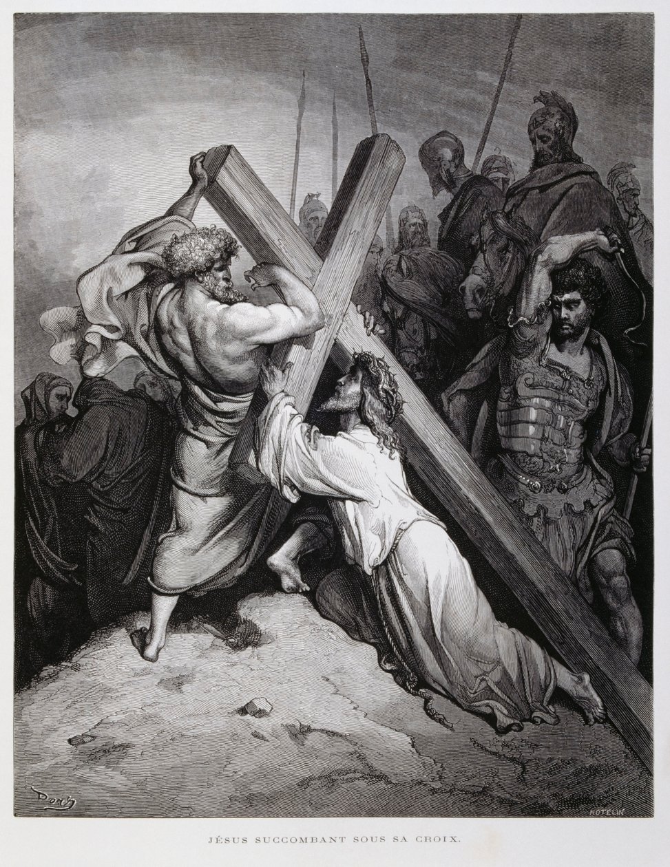 Jésus porte la croix, Illustration de la Bible de Doré - Gustave Dore