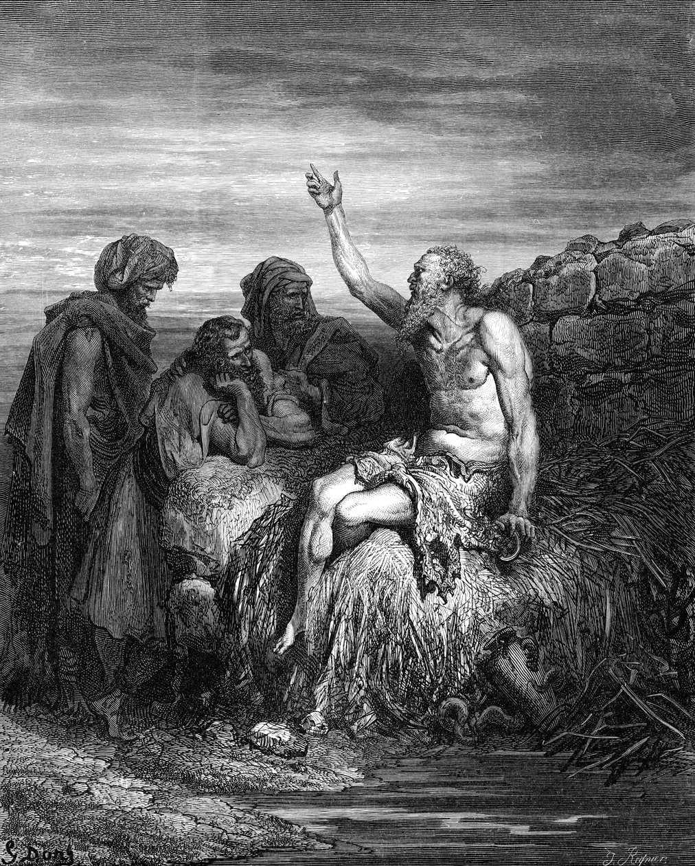 Job et ses amis, gravure par Doré. - Bible - Gustave Dore