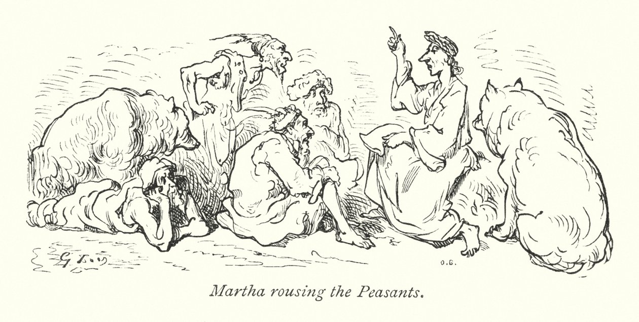 Marthe soulevant les paysans (gravure) - Gustave Dore