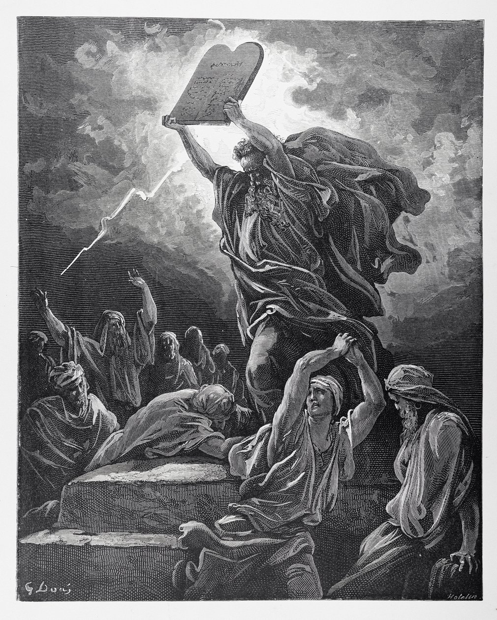 Moïse brisant les tables de la loi, gravé par Hotelin, c.1868 - Gustave Dore