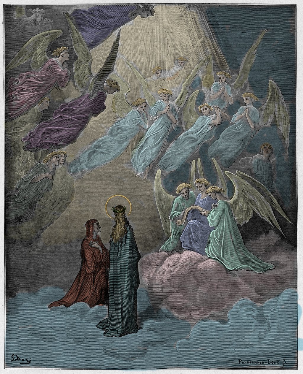 Paradis, Chant 21 : Les âmes lumineuses chantent, illustration de "La Divine Comédie" de Dante Alighieri - Gustave Dore
