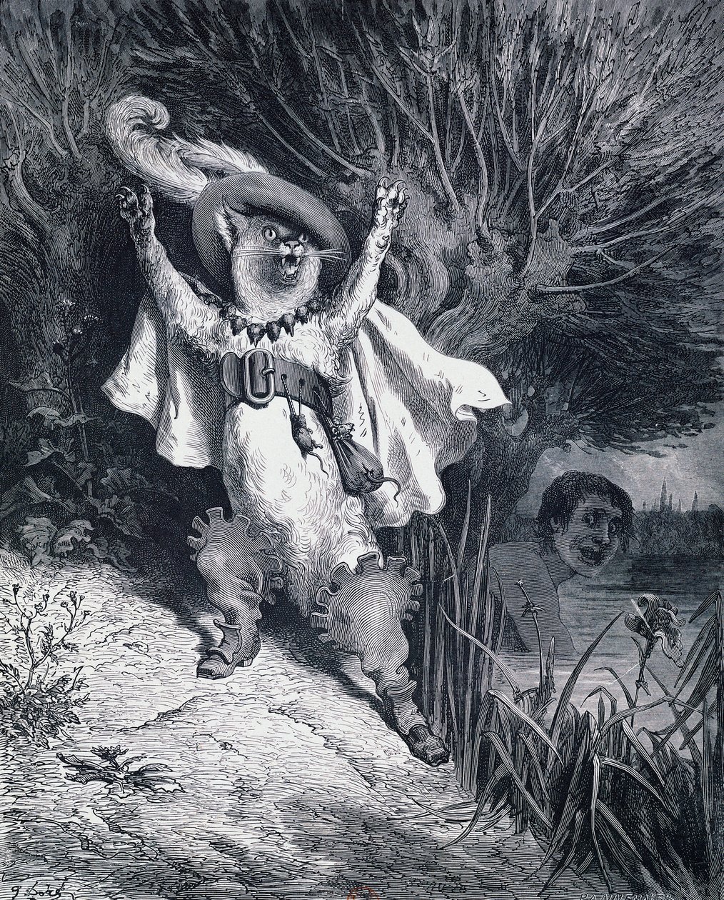Le Chat botté, illustration par Gustave Doré (1832-1883) pour le conte de fées de Charles Perrault (1628-1703) - Gustave Dore
