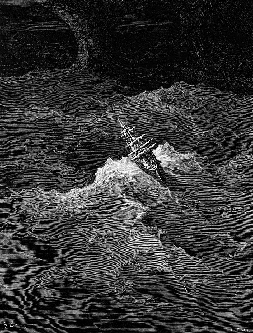 Navire en mer agitée, scène de 