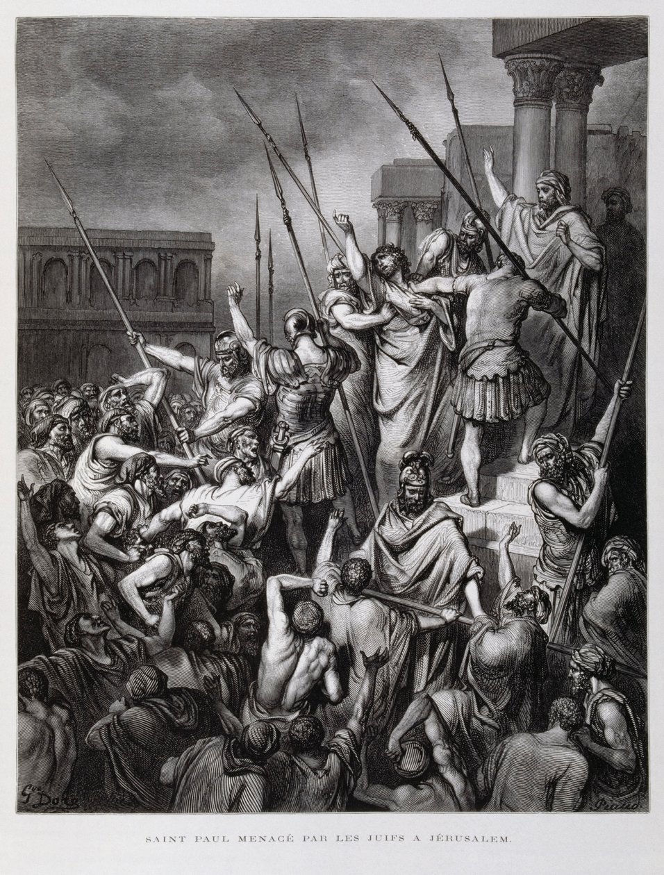 Saint Paul attaqué par les Juifs de Jérusalem, Illustration de la Bible de Doré - Gustave Dore